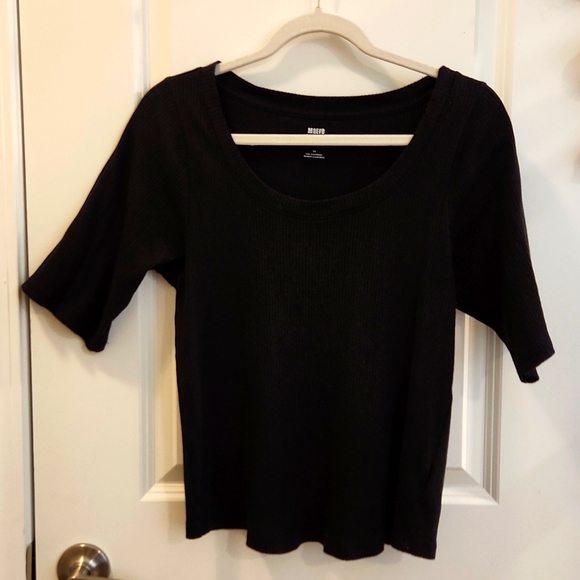 MAEVE by Anthropology black ribbed t-shirt. Great condition. Could fit size L - Picture 1 of 5